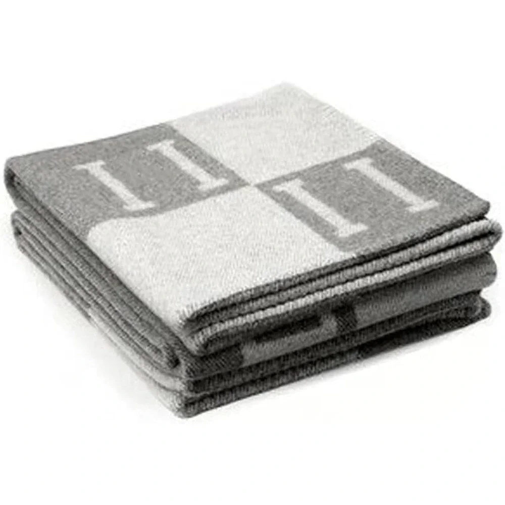 Letter H Throw Blanket 52x69 Gray Reversible Cozy Home Decor NWOT